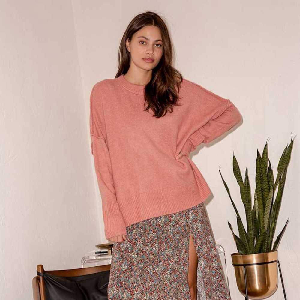 Billabong | Endless Days Dusty Rose Knit Oversized Sweater | Size M/L